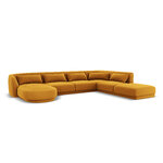 Aksominė kampinė sofa &#39;tulumas&#39; geltona, aksominė, geriau