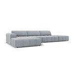 Aksominė sofa (luc) šviesiai mėlyna, aksominė, juoda plastikinė, kairė