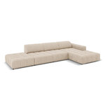 Aksominė sofa (luc) smėlio spalvos, aksominė, juoda plastikinė, geriau