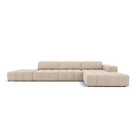 Aksominė sofa (luc) smėlio spalvos, aksominė, juoda plastikinė, geriau