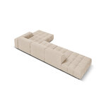 Aksominė sofa (luc) smėlio spalvos, aksominė, juoda plastikinė, geriau