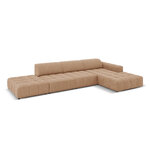 Aksominė sofa (luc) tamsiai smėlio spalvos, aksominė, juoda plastikinė, geriau