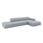 Aksominė sofa (luc) šviesiai mėlyna, aksominė, juoda plastikinė, geriau