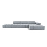 Aksominė sofa (luc) šviesiai mėlyna, aksominė, juoda plastikinė, geriau