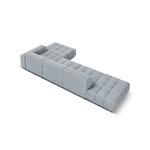 Aksominė sofa (luc) šviesiai mėlyna, aksominė, juoda plastikinė, geriau