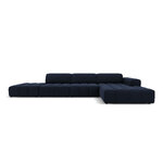 Aksominė sofa (luc) tamsiai mėlyna, aksominė, juoda plastikinė, geriau