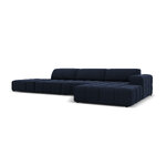 Aksominė sofa (luc) tamsiai mėlyna, aksominė, juoda plastikinė, geriau