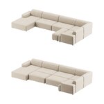 Liels XL modulārs stūra dīvāns (melva) (vesels, kastīte)