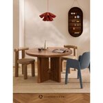 Brown Round Solid Wood Dining Table (Hugo) D=120