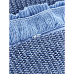 Blue Knitted Ruffled Pillowcase Pansy (WW) 50x50