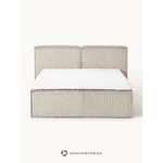 Beige samettinen sänky (lennon) 160x200