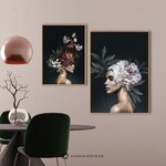 Wall picture with black frame floral diva 1 (malerifabrikken)