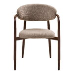Dining Chair with Armrests Levanto Sand-Colored/Dark Brown Wood Imitation (House Nordic)
