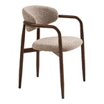 Dining Chair with Armrests Levanto Sand-Colored/Dark Brown Wood Imitation (House Nordic)
