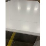 White dining table 120x80x76cm with blemishes.