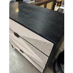 Solid wood chest of drawers (june) with cosmetic flaws.