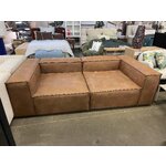 Brown leather modular sofa (lennon) with a cosmetic flaw