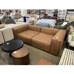 Brown leather modular sofa (lennon) with a cosmetic flaw