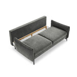 Sofa-lova (stendhal) interieurs 86 pilka, aksominė, juodo metalo