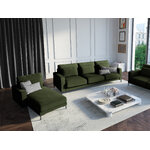 Lounge chair (wall) interieurs 86 dark green, structured fabric, black metal, left