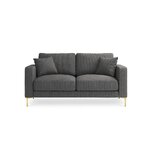 Sofa (shop) koko home dark gray, structured fabric, gold metal
