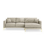 Kampinė sofa (eilėraštis) coco home smėlio spalvos, struktūrinis audinys, auksinis metalas, geriau