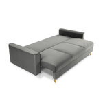 Sofa-lova (cartadera) mazzini sofos šviesiai pilka, aksominė, aukso spalvos metalas