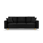 Dīvāns gulta (cartadera) mazzini dīvāni melns, samts, zelta metāls