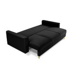 Dīvāns gulta (cartadera) mazzini dīvāni melns, samts, zelta metāls