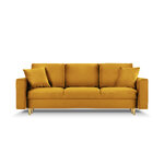 Sofa-lova (cartadera) mazzini sofa geltona, aksominė, aukso spalvos metalas