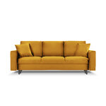 Sofa-lova (cartadera) mazzini sofa geltona, aksominė, juodas chromuotas metalas