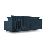 Sofa bed (rose) mazzini sofas dark blue, velvet, natural beech wood