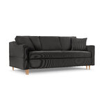 Sofa bed (rose) in mazzini sofas, dark gray, velvet, natural beech wood