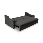 Sofa bed (rose) in mazzini sofas, dark gray, velvet, natural beech wood