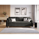 Sofa bed (rose) in mazzini sofas, dark gray, velvet, natural beech wood