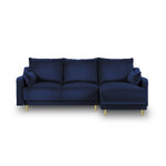 Угловой диван-кровать (фрезия) диваны mazzini темно-синий, бархат, золотой металл