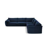 Corner sofa &#39;vanda&#39; deep blue, velvet