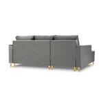 Corner sofa bed (cartadera) mazzini sofas light grey, velvet, gold metal, left