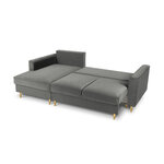 Corner sofa bed (cartadera) mazzini sofas light grey, velvet, gold metal, left