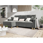 Corner sofa bed (cartadera) mazzini sofas light grey, velvet, gold metal, left