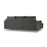 Kampinė sofa-lova (cartadera) mazzini sofos tamsiai pilka, aksominė, auksinė metalinė, kairė