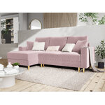 Kampinė sofa-lova (cartadera) mazzini sofos levandų, aksomo, aukso metalo, kairėje