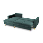 Kampinė sofa-lova (cartadera) mazzini sofos benzinas, aksomas, auksinis metalas, kairėje