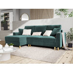 Kampinė sofa-lova (cartadera) mazzini sofos benzinas, aksomas, auksinis metalas, kairėje