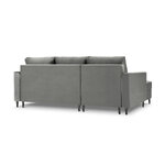 Kampinė sofa-lova (cartadera) mazzini sofos šviesiai pilka, aksominė, juoda chromo metalinė, kairė