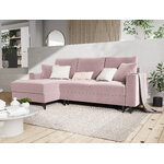 Kampinė sofa-lova (cartadera) mazzini sofos levandų, aksomo, juodo chromo metalo, kairėje