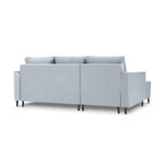 Kampinė sofa-lova (cartadera) mazzini sofos šviesiai mėlyna, aksominė, juoda chromo metalinė, kairė