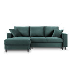 Kampinė sofa-lova (cartadera) mazzini sofos benzinas, aksomas, juodas chromas metalas, kairė