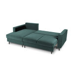 Kampinė sofa-lova (cartadera) mazzini sofos benzinas, aksomas, juodas chromas metalas, kairė