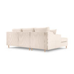 Corner sofa bed (rose) mazzini sofas beige, velvet, natural beech wood, left